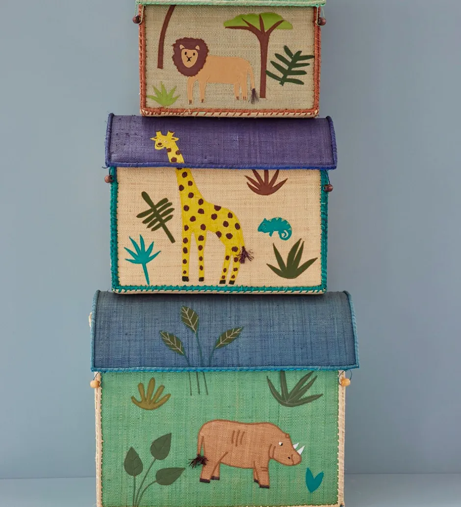 Kurve*Rice Opbevaringskurve - Raffia - 3 stk. - 52/45/37 cm - Animal