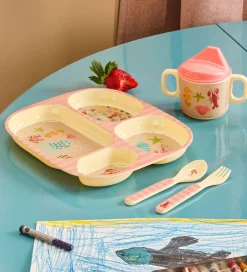 Rice Spisesæt - Melamin - 4 Dele - Koral Ocean Print