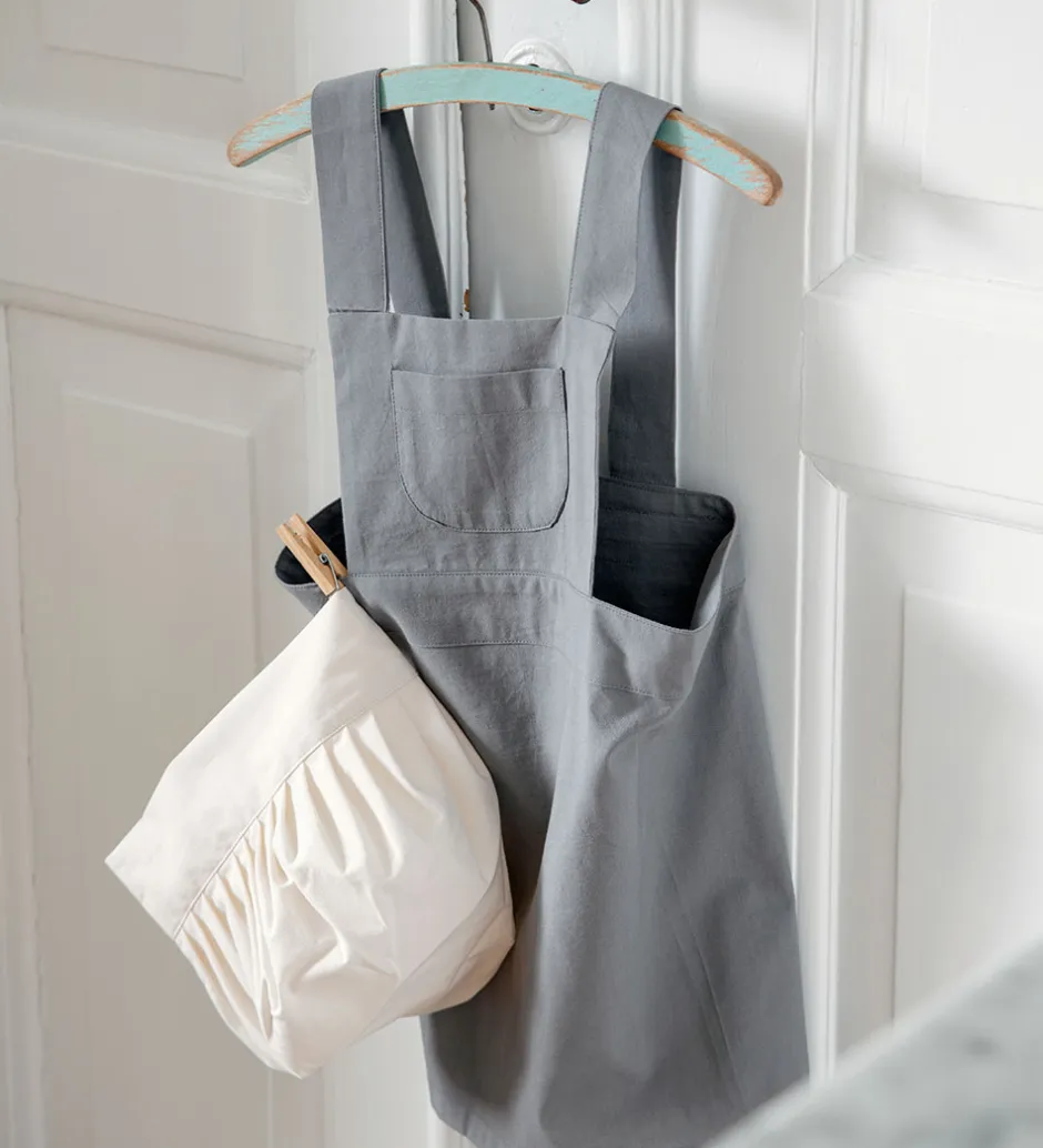 Sebra Forklæde m. Kokkehue - Elephant Grey/Classic White