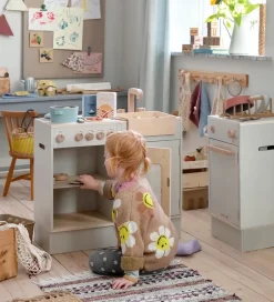 Legekøkken Og Legemøbel*Sebra Legekøkken - Ovn & Komfur - Træ - Seabreeze Beige