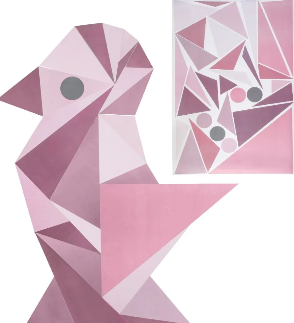 Wallsticker*Sebra Wallstickers - Rosa Geometrisk Fugl