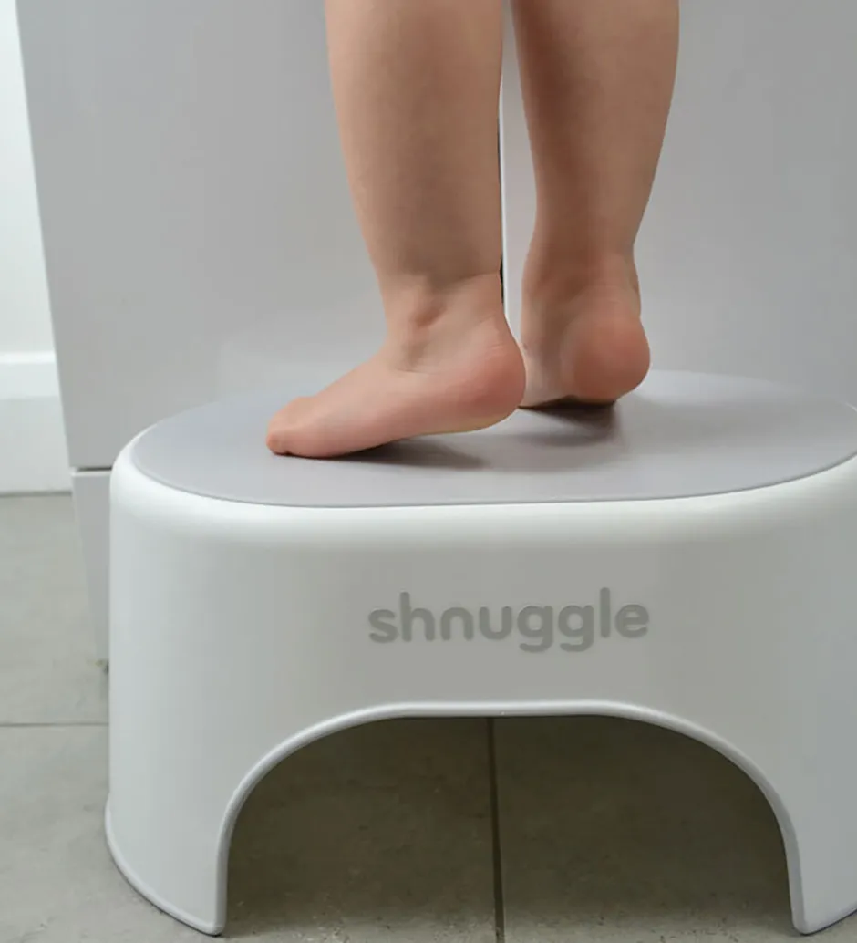 Shnuggle Skammel - 38x26x18 cm - Hvid m. Grå