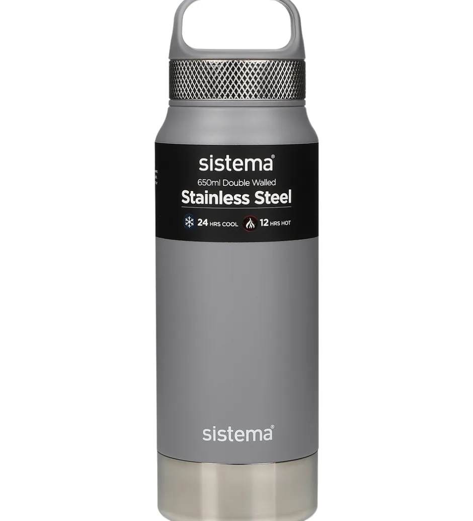 Termoflasker|Drikkedunke*Sistema Termoflaske - Stainless Steel - 650 ml - Grå