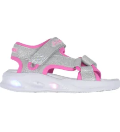 Blinkesko*Skechers Sandaler m. Lys - Sola Glow - Silver/Hot Pink