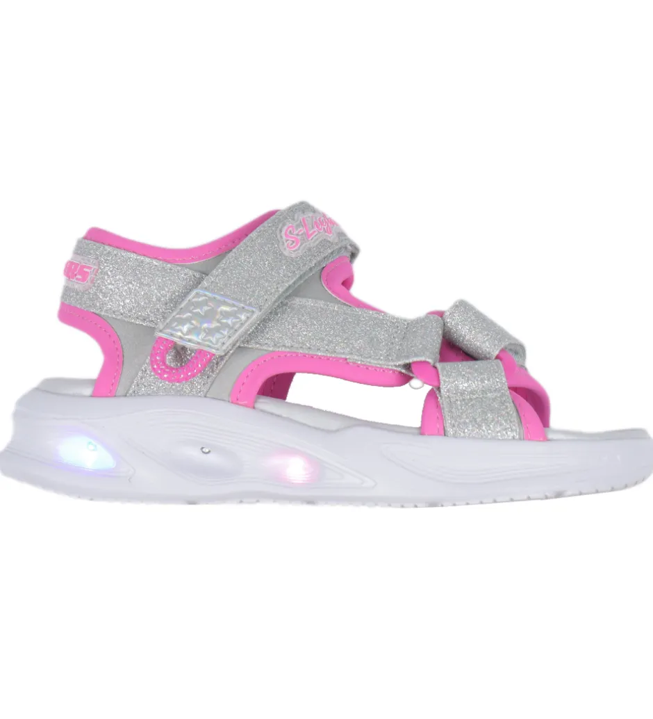 Blinkesko*Skechers Sandaler m. Lys - Sola Glow - Silver/Hot Pink