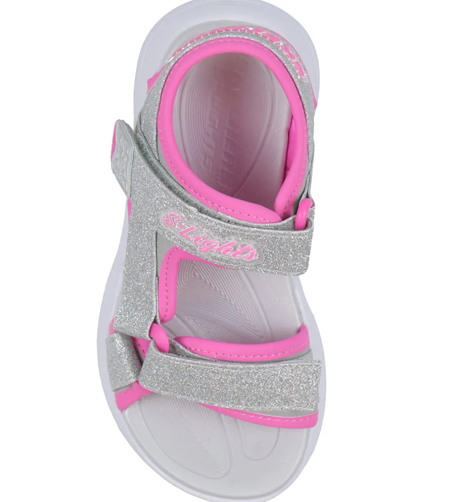 Blinkesko*Skechers Sandaler m. Lys - Sola Glow - Silver/Hot Pink
