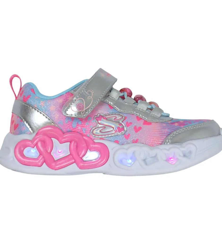 Skechers Sko m. Lys - Heart Jewels - Silver/Multi