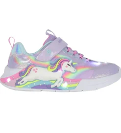 Blinkesko*Skechers Sko m. Lys - Unicorn Chaser - Lavender/Multi
