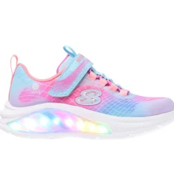 Skechers Sketchers Sko m. Lys - Rainbow Reflection - Light Blue/ Multi