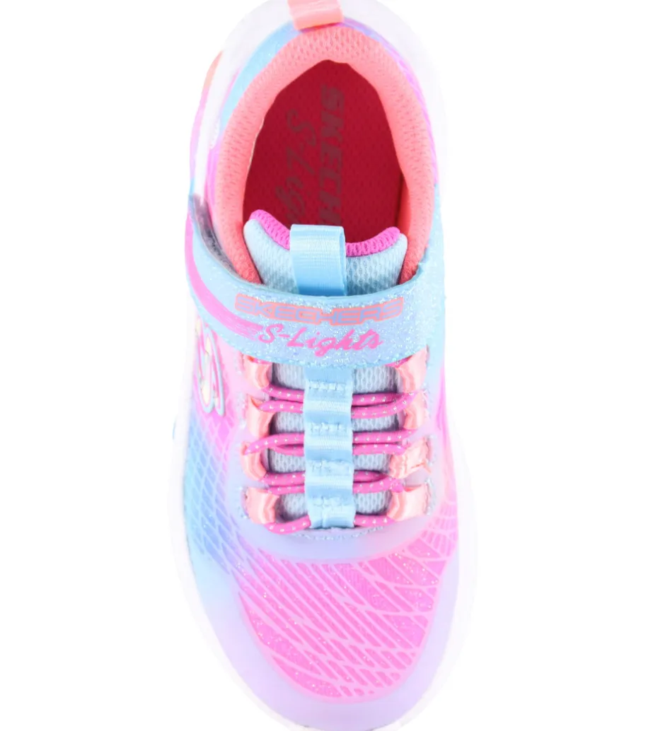 Skechers Sketchers Sko m. Lys - Rainbow Reflection - Light Blue/ Multi