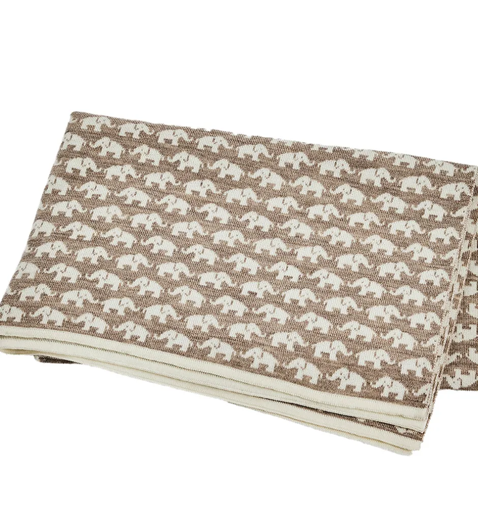 Børneværelset|Tæpper*Smallstuff Babytæppe - Uld - 80x100 cm - Elephants - Natur
