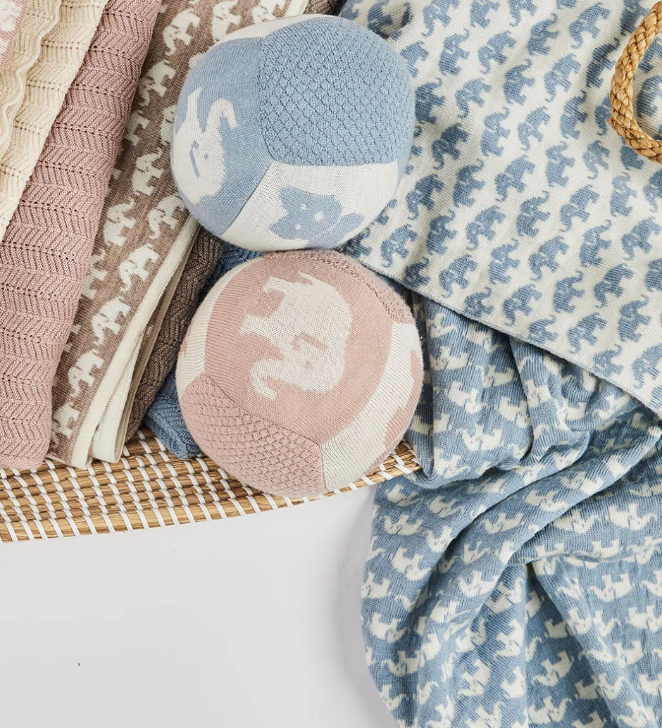Tæpper|Børneværelset*Smallstuff Babytæppe - Uld - 80x100 cm - Elephants - Blå