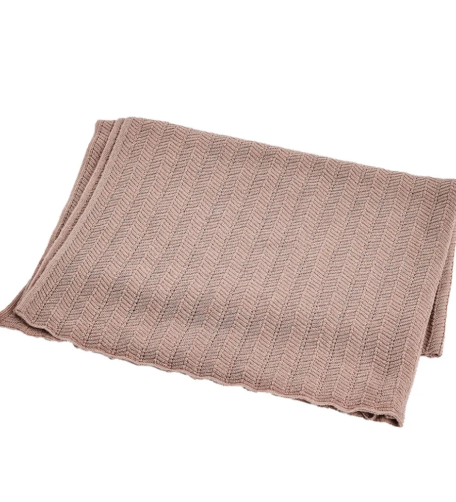 Børn Smallstuff Babytæppe - Uld - 80x100 cm - Fishbone - Powder