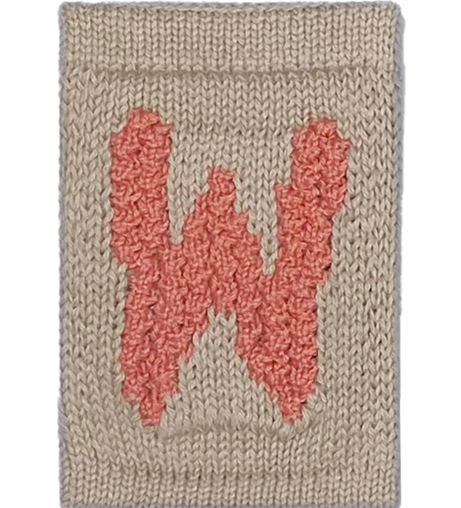 Smallstuff Strikket Bogstav - W - Rosa Alfabet