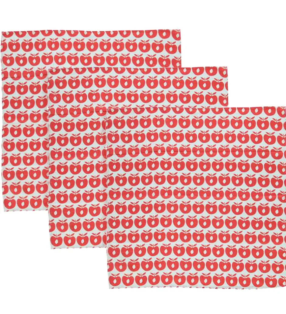 Småfolk Stofbleer - 3-pak - 79x79 - Apple Red