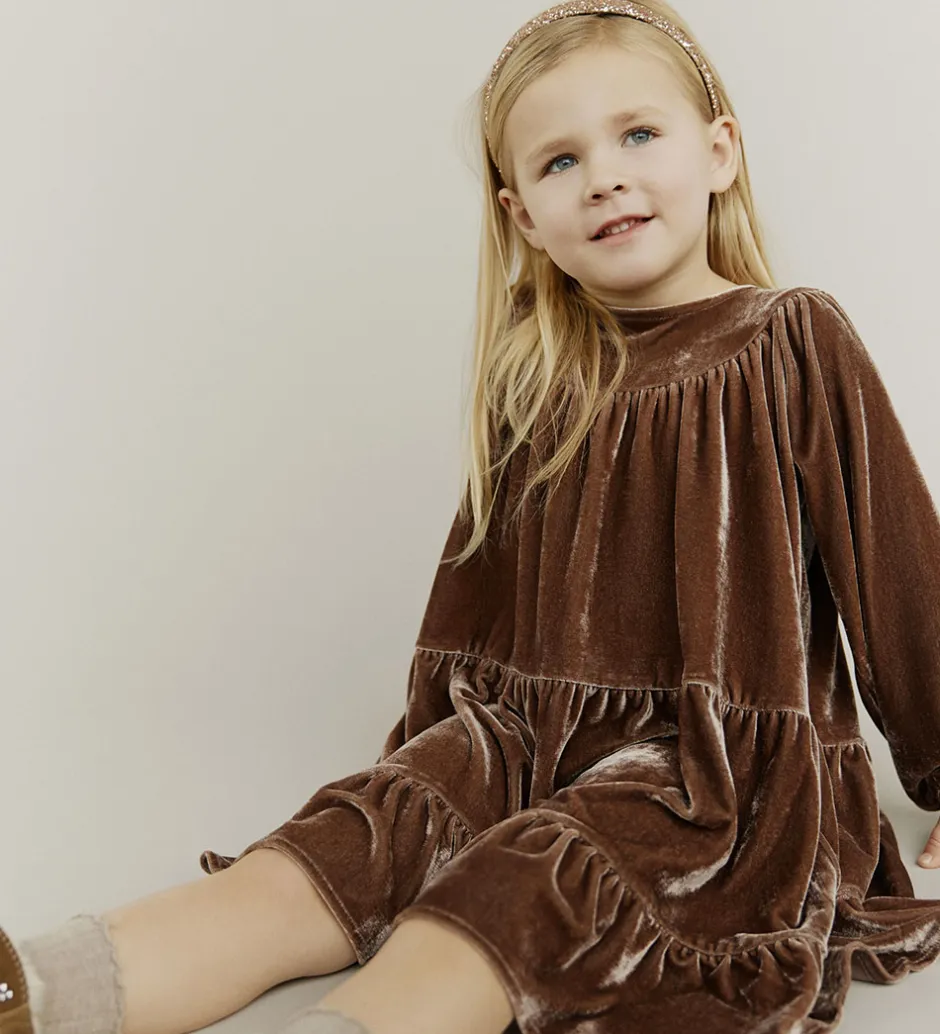 Kjoler*Sofie Schnoor Kjole - Velour - SelineSB - Brun