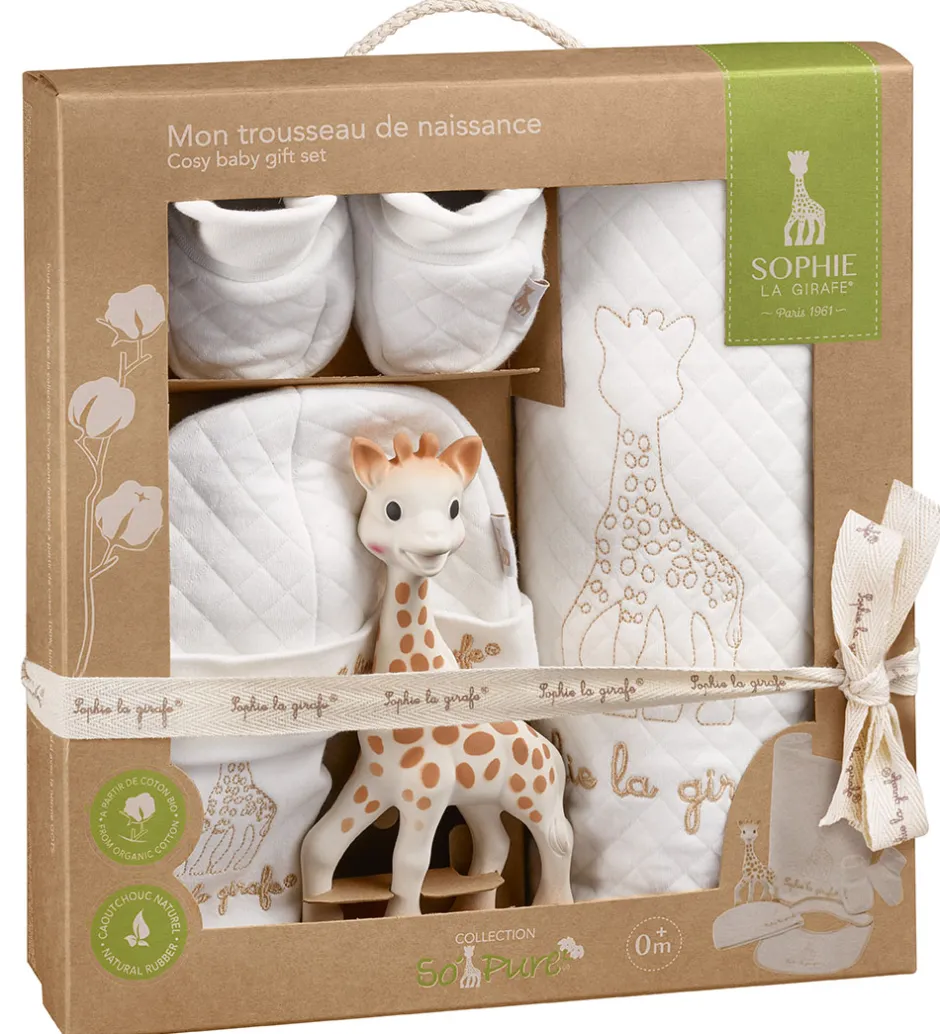 Bideringe|Savlesmække*Sophie la Girafe Gaveæske - My Birth Outfit - So Pure