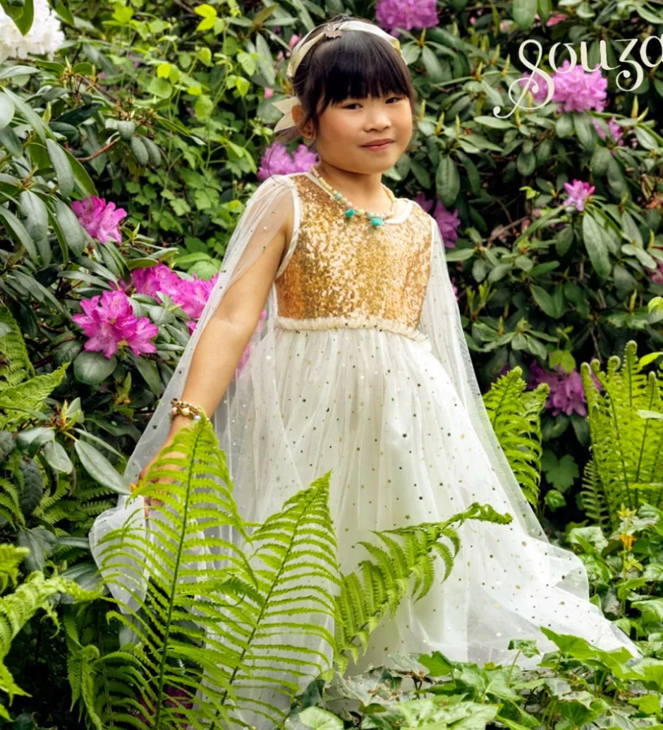 Udklædningstøj*Souza Udklædning - Prinsesse - Dorianne - Hvid/Guld