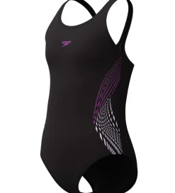 Svømmetøj*Speedo Badedragt - Placement Muscleback - Sort m. Lilla