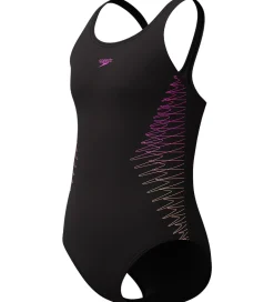 Svømmetøj|Svømning*Speedo Badedragt - Placement Muscleback - Sort/Fersken