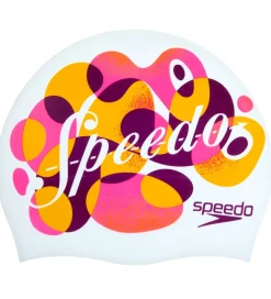 Badehætter*Speedo Badehætte - Junior - Silicone - Hvid/Orange