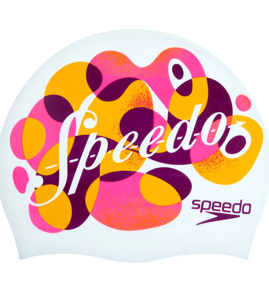 Badehætter*Speedo Badehætte - Junior - Silicone - Hvid/Orange