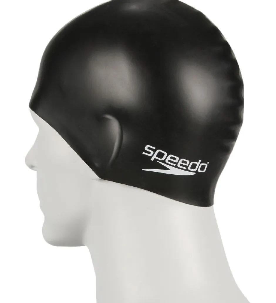 Badehætter*Speedo Badehætte - Junior Plain Moulded Silicone Cap - Sort