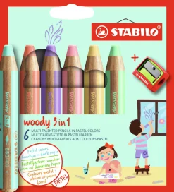Stabilo Farveblyanter - Woody 3-i-1 - 6 Stk. - Pastel