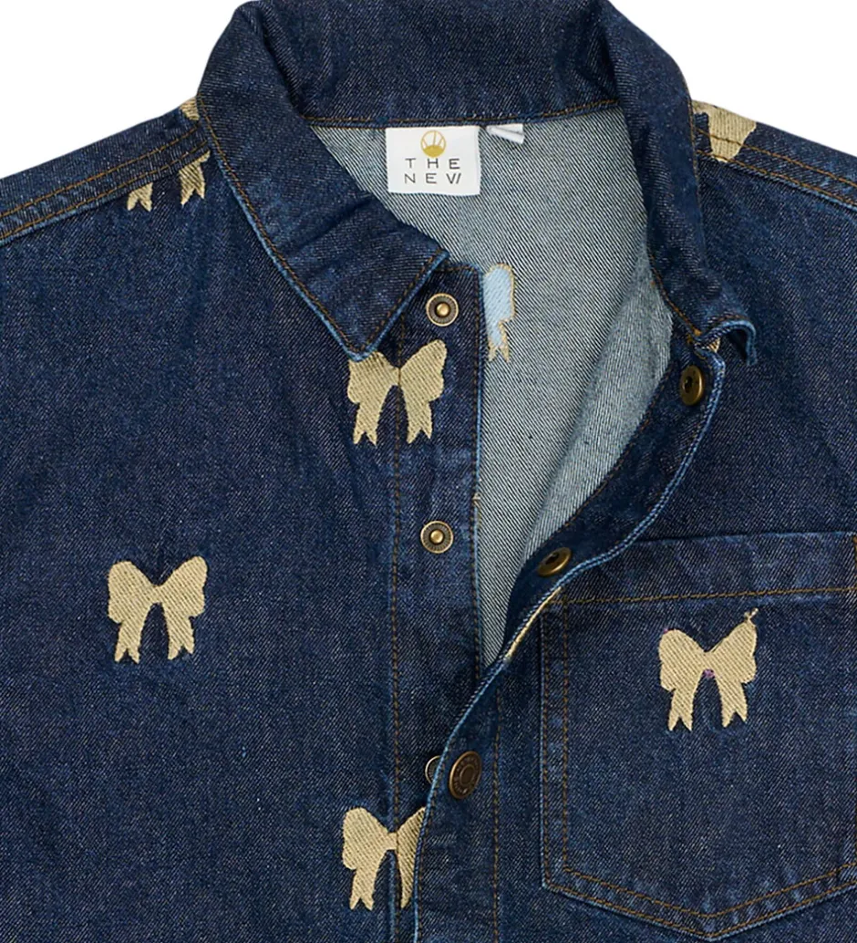 Børn The New Denimjakke - TnRaquel - Medium Blue Denim AOP