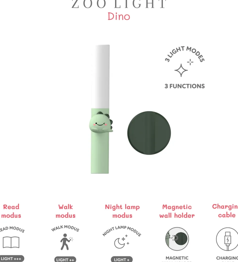 Lamper*The Zoofamily Lampe - - 3-i-1 - Grøn m. Dino