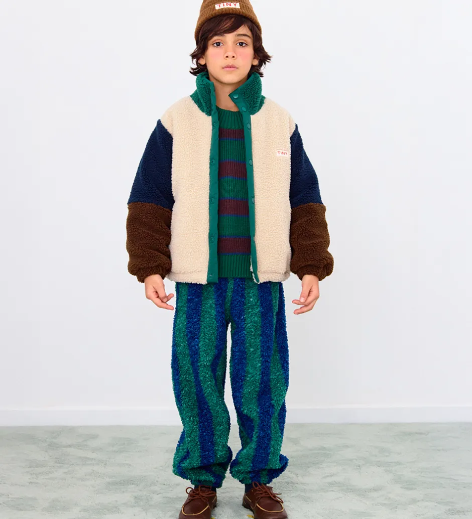 Børn Tiny Cottons Fleecejakke - Color Block Polar - Dark Green