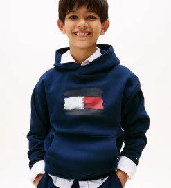 Børn Tommy Hilfiger Hættetrøje - Flag - Dark Night Navy