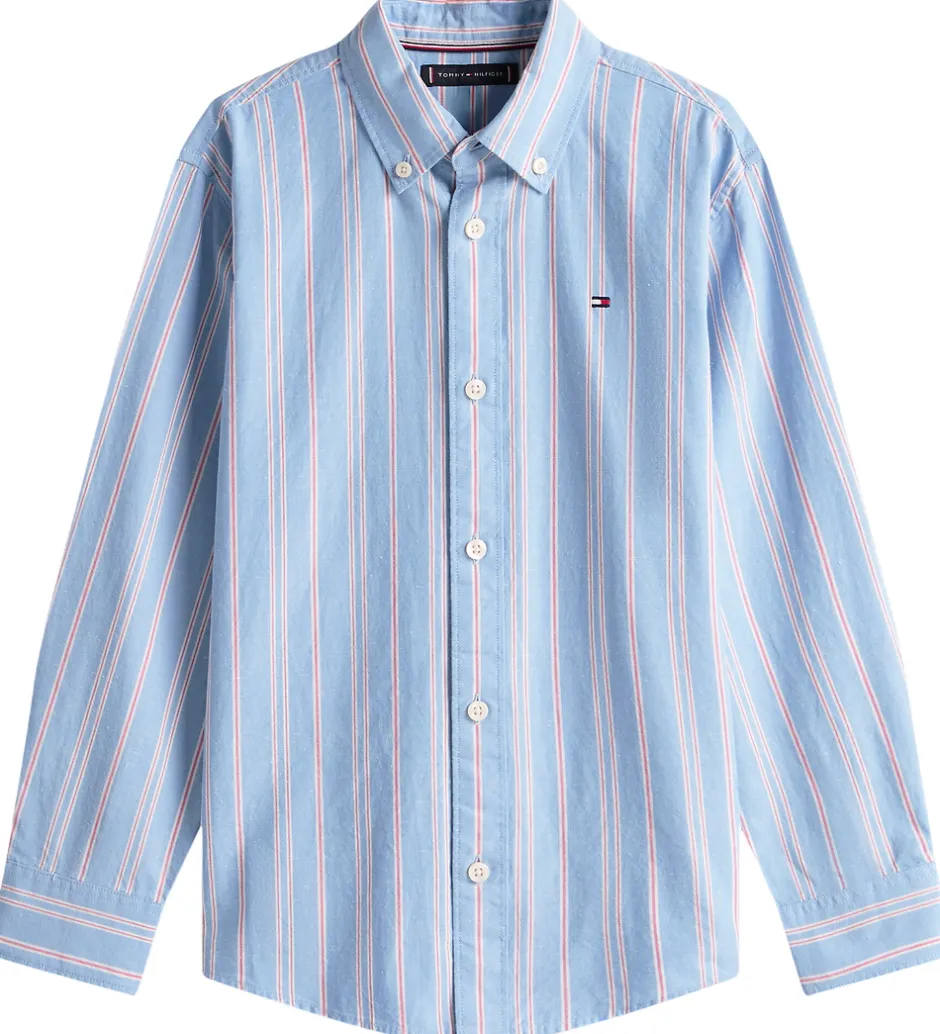 Skjorter|Konfirmationstøj*Tommy Hilfiger Skjorte - Cloudy Blue m. Hvid/Rød