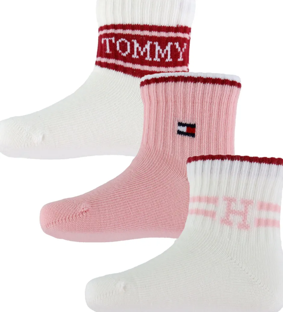 Strømper*Tommy Hilfiger Strømper - 3-pak - Pink/Hvid
