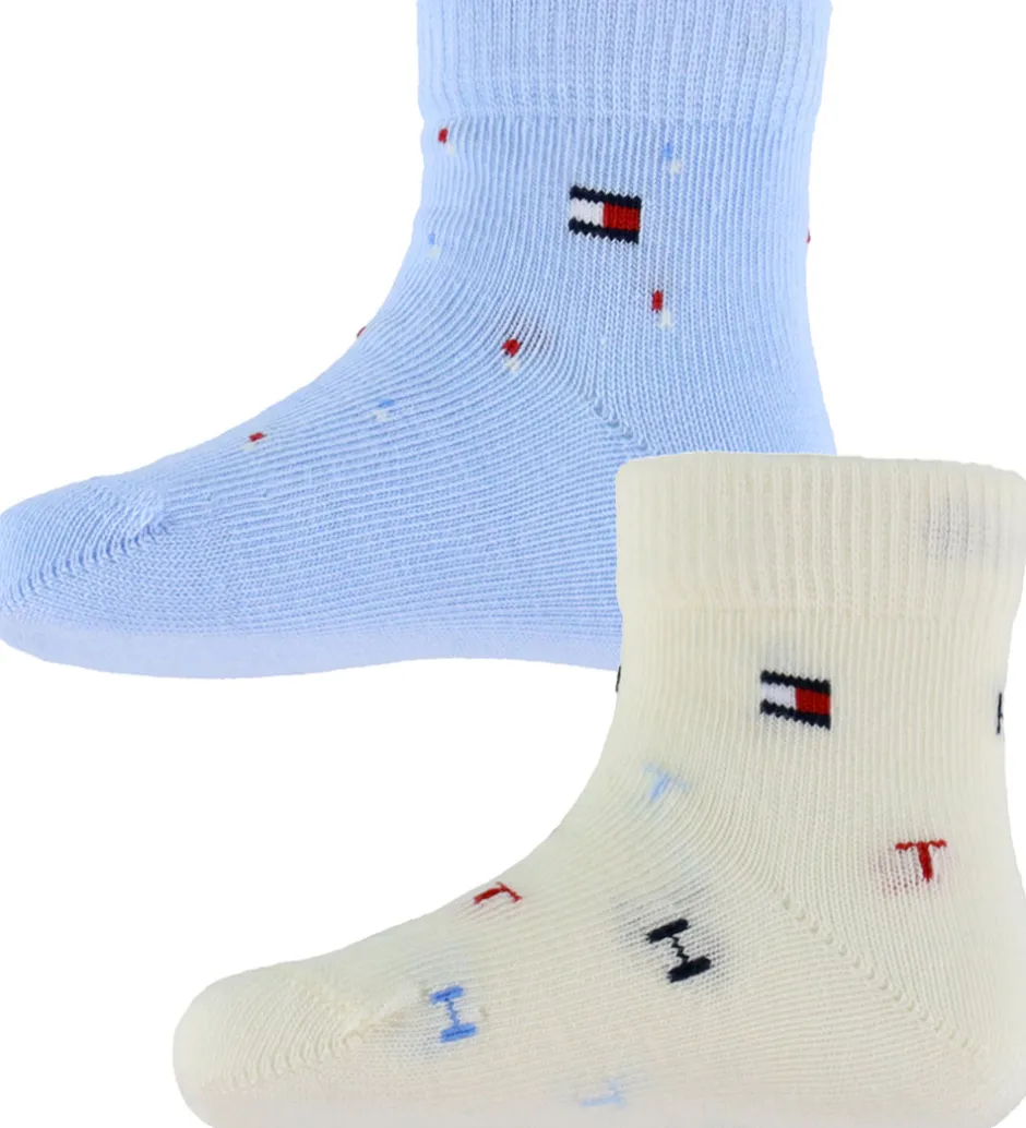 Børn Tommy Hilfiger Strømper - 2-pak - Lyseblå/Hvid m. Print