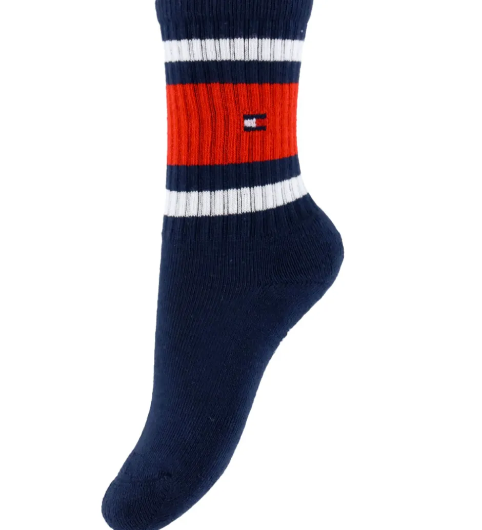 Børn Tommy Hilfiger Strømper - 2-pak - Navy/Gråmeleret m. Logostriber