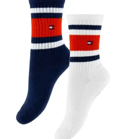 Strømper|Basis*Tommy Hilfiger Strømper - 2-pak - Navy/Hvid m. Logostriber