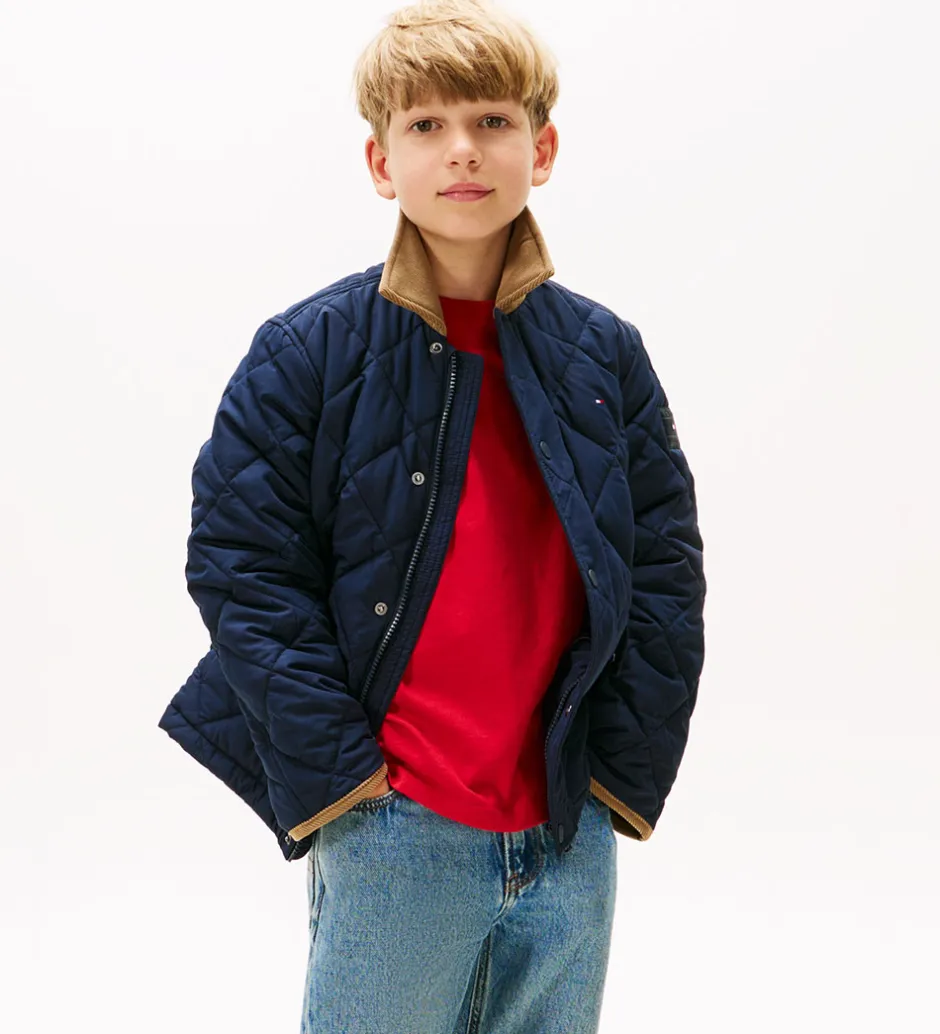 Børn Tommy Hilfiger Termojakke - Quilted - Contrast Collar - Dark Nig