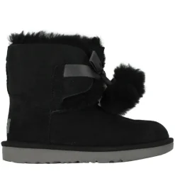 Bamsestøvler*UGG Bamsestøvler - Gita - Sort m. Pom Poms