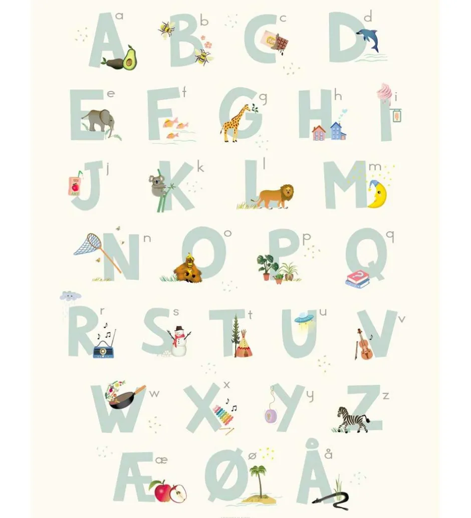 Plakater Og Billeder*Vissevasse Plakat - 30x40 - Alphabet Blue Danish