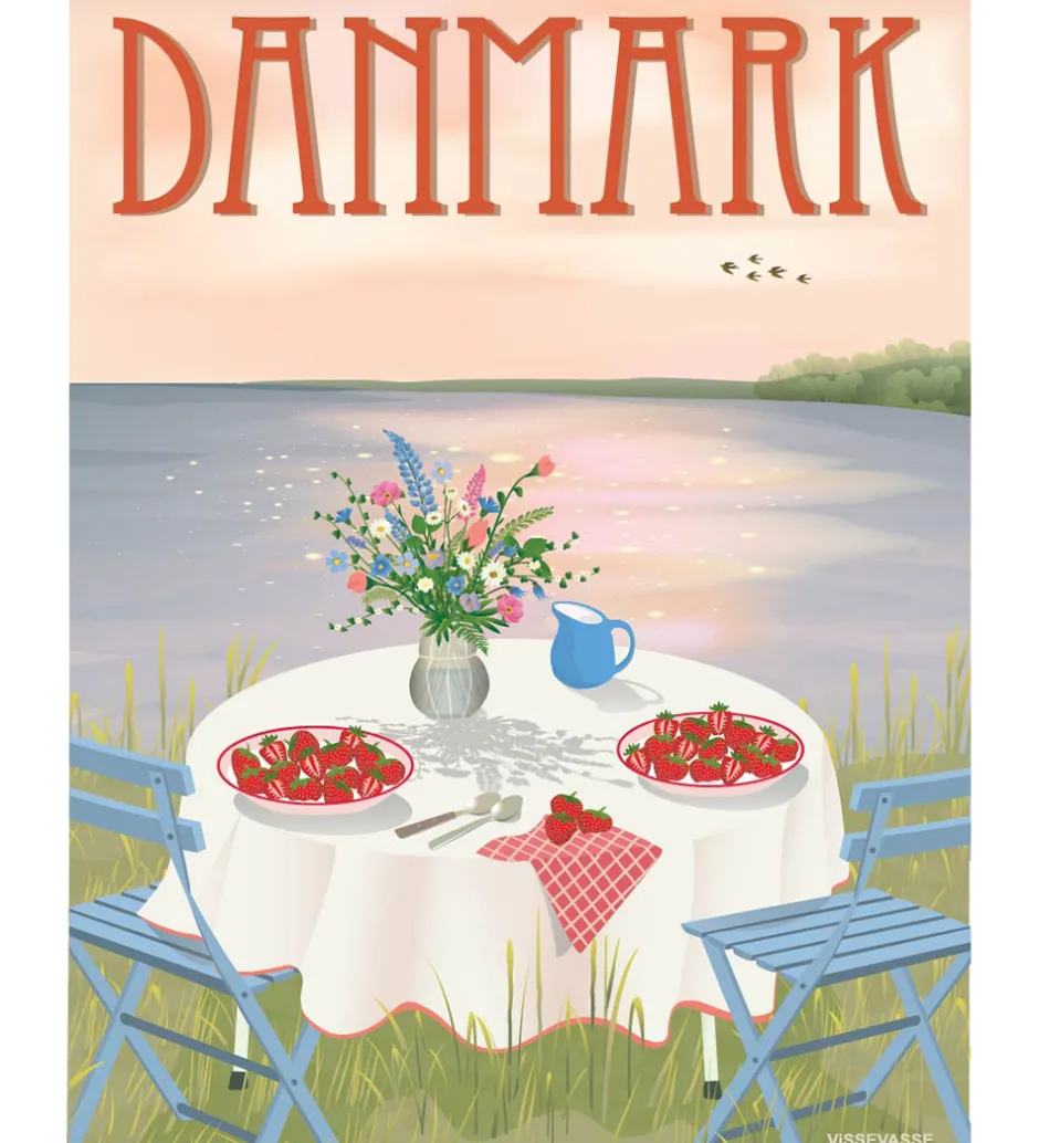 Vissevasse Plakat - 50x70 cm - Danmark - Jordbær