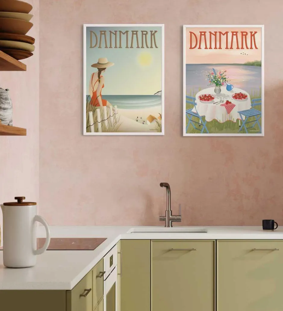 Vissevasse Plakat - 50x70 cm - Danmark - Jordbær