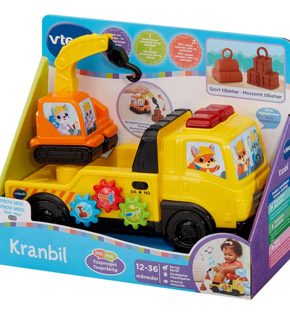 Biler, Tog Og Køretøjer*Vtech Aktivitetslegetøj m. Lys/Lyd - Kranbil - DA/NO